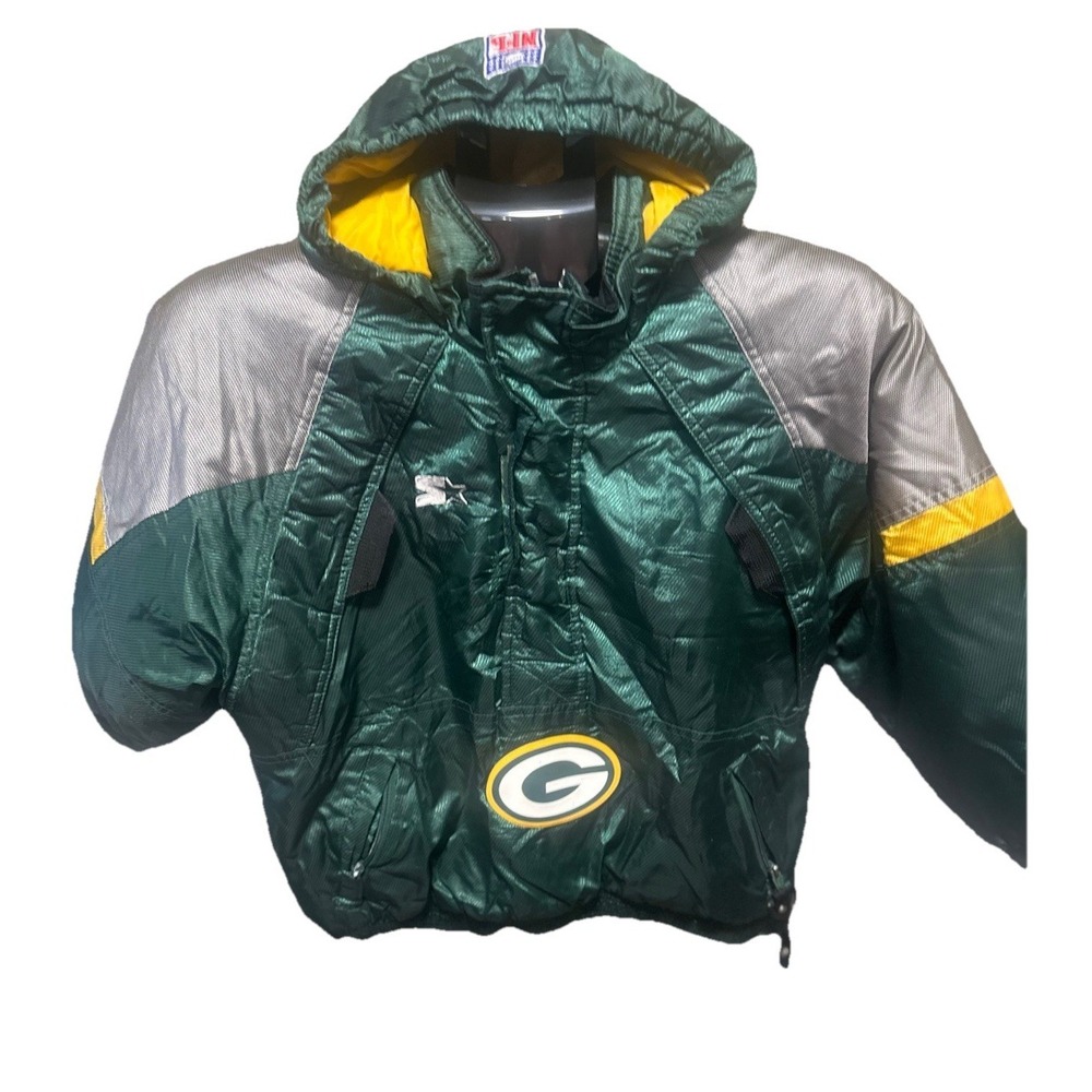 Vintage 90s Starter Coat/Jacket Green Bay Packers NFL Pro Zip Hooded Youth Small - Picture 2 of 11